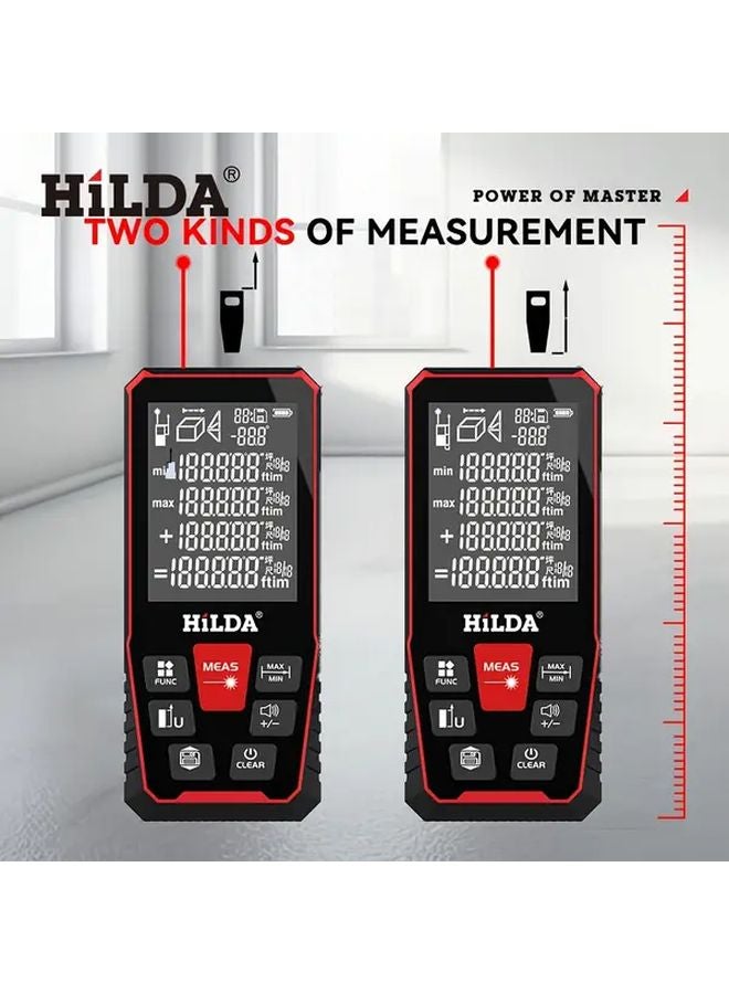 HILDA 120m Laser Distance Meter Silent Range Finder Backlit LCD Display - Image 3