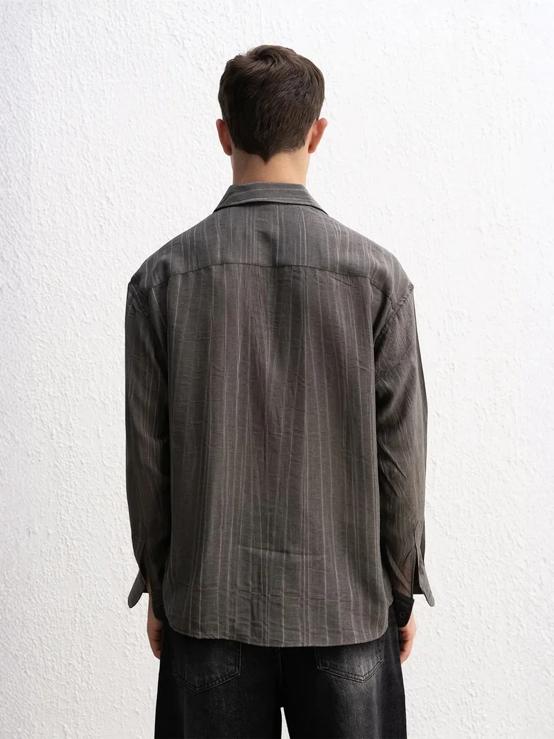 Giesto Charcoal Grey GIESTO Relaxed Fit Long Sleeve Shirt for Men | Best Price UAE