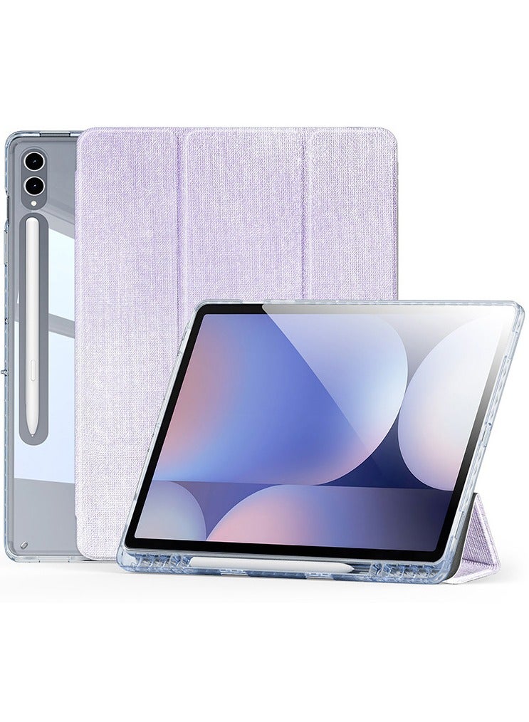 general Clear Case Compatible with Samsung Galaxy Tab S10 Ultra, Built-in Auto Sleep/Wake & Pen Slot & Stand Function, Tri-fold Anti-yellowing Kids-Friendly Protective Cover