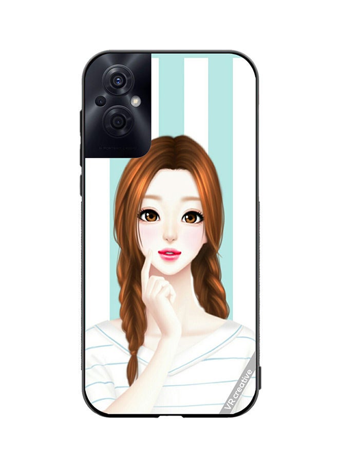 VR CREATIVE Protective Case Cover For Oppo Reno8 Z Thinking Girl Design Multicolour - Image 1