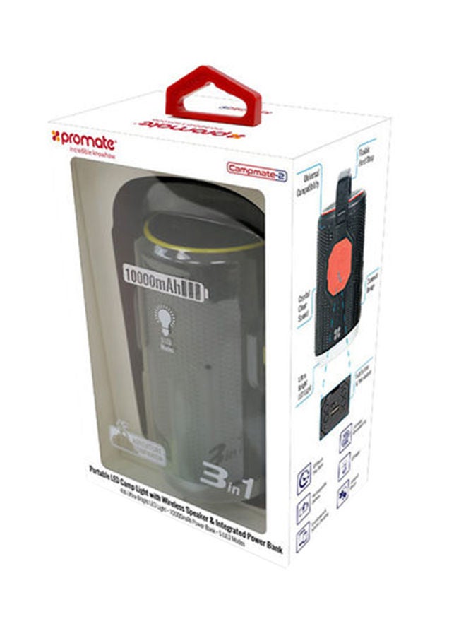 NIBEMINENT Portable LED Camp Light With Wireless Speaker And Integrated Power Bank Yellow/Black - Image 4