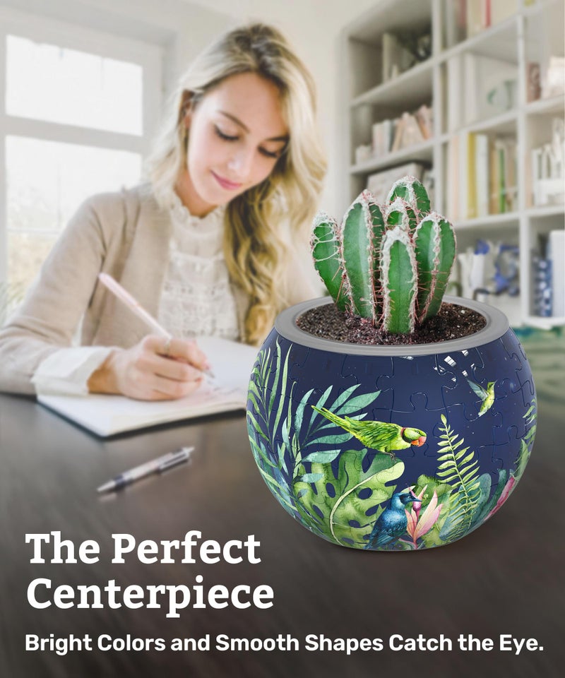 PieceRelax 3D Puzzle Planter 80 Pieces - Flower Pot - Bird of Paradise, Home Decor Flower Pots for Indoor Cactus, Succulents Pots [K1106] - Image 3
