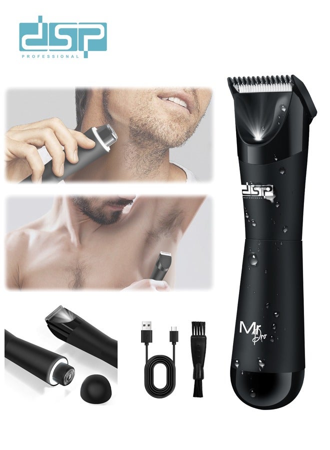DSP Manscape Body Trimmer for Men,Waterproof Electric Razor/Shavers with Dual-Head for Facial, Body Grooming,Bikini Shaver,Ceramic & Foil Blades Hair Trimmer with LED,Wet/Dry Shaver Groomer,USB Recharge - Image 1