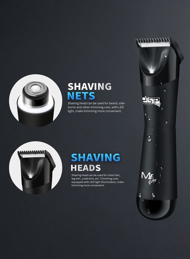 DSP Manscape Body Trimmer for Men,Waterproof Electric Razor/Shavers with Dual-Head for Facial, Body Grooming,Bikini Shaver,Ceramic & Foil Blades Hair Trimmer with LED,Wet/Dry Shaver Groomer,USB Recharge - Image 2