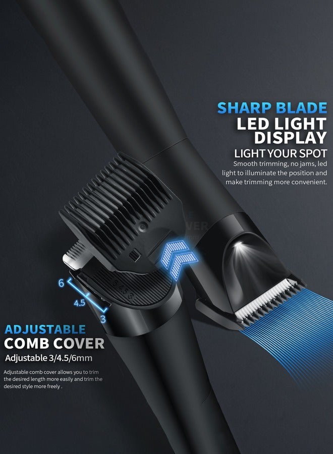 DSP Manscape Body Trimmer for Men,Waterproof Electric Razor/Shavers with Dual-Head for Facial, Body Grooming,Bikini Shaver,Ceramic & Foil Blades Hair Trimmer with LED,Wet/Dry Shaver Groomer,USB Recharge - Image 3