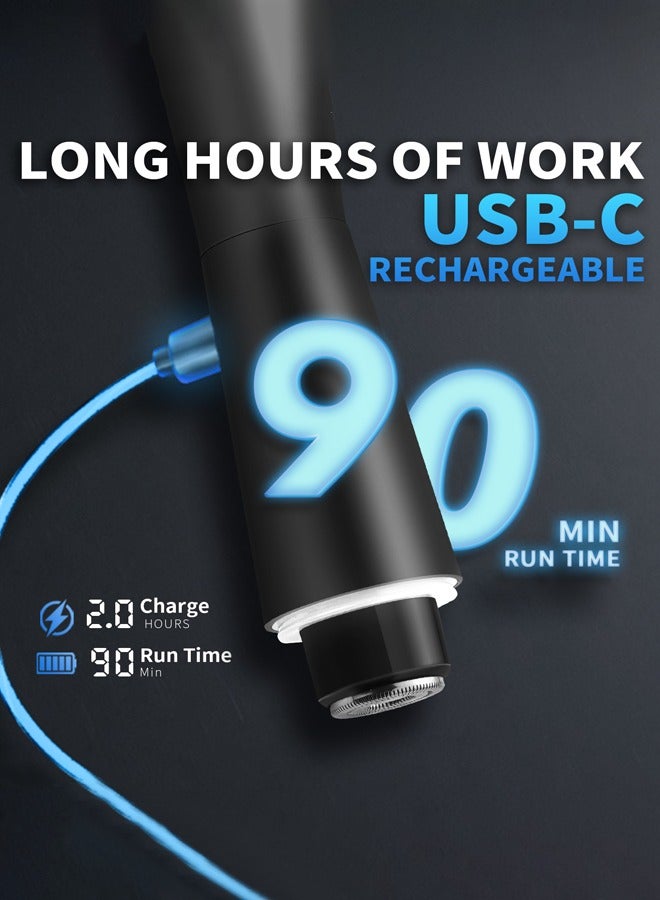 DSP Manscape Body Trimmer for Men,Waterproof Electric Razor/Shavers with Dual-Head for Facial, Body Grooming,Bikini Shaver,Ceramic & Foil Blades Hair Trimmer with LED,Wet/Dry Shaver Groomer,USB Recharge - Image 5