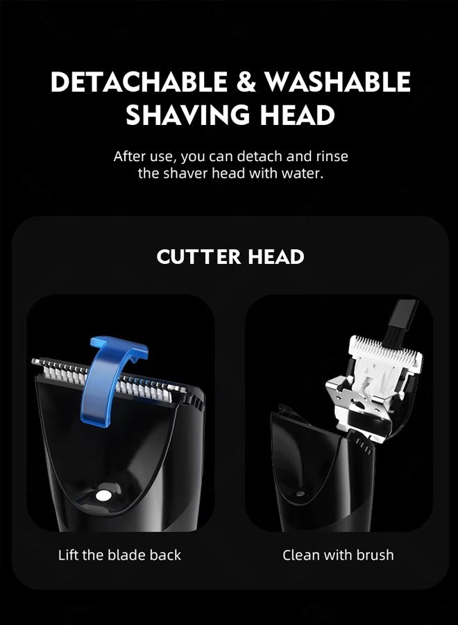 DSP Body Hair Trimmer for Men - 2 in 1 Dual-Head Electric Shaver & Groomer,IPX6 Waterproof Wet & Dry Use Body Hair Trimmer and Facial Hair Remover for Bikini Underarm Leg Arm Body Face - Image 5