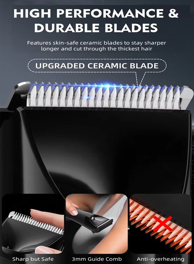 DSP Body Hair Trimmer for Men - 2 in 1 Dual-Head Electric Shaver & Groomer,IPX6 Waterproof Wet & Dry Use Body Hair Trimmer and Facial Hair Remover for Bikini Underarm Leg Arm Body Face - Image 2