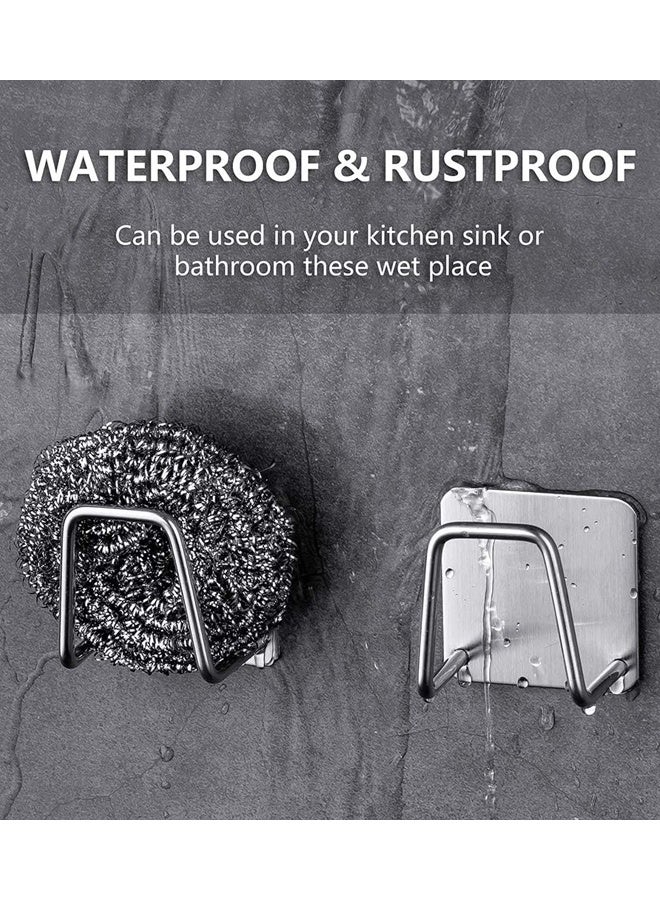 6 Pcs Sponge Holders for Kitchen Sink, Strong Adhesive Small Sponge Holder, Premium Rustproof & Waterproof Kitchen Sink Caddy - Image 3