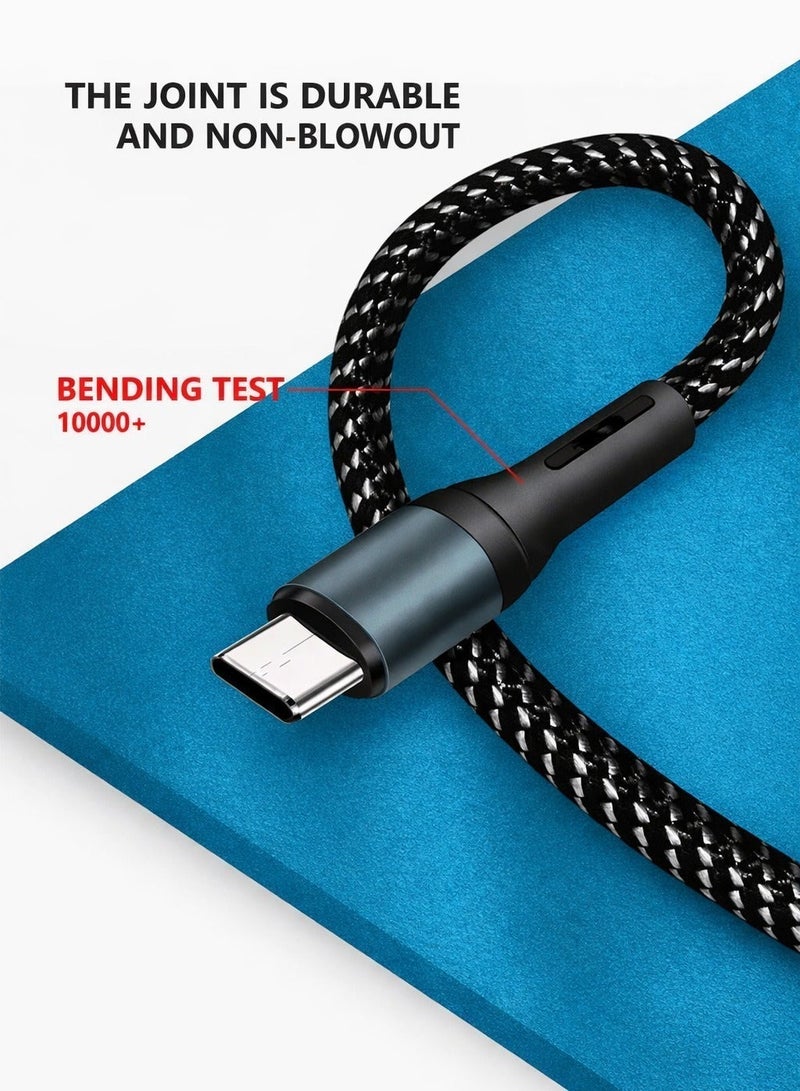 ايه كيه تي ستار كابل شحن سريع من نوع USB-C إلى USB-C بقوة 60 واط، مصنوع من النايلون المضفر، لنقل البيانات من النوع C المزدوج، USB-C 2.0، موصلات معززة، كابل شحن بطول متر واحد متوافق مع سلسلة iPhone 16/15، وSamsung Galaxy، وiPad/MacBook (متر واحد). - Image 4