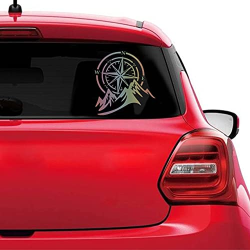 QUADA Mountain with Compass Sticker (Multicolor) 8.5 x 9 inch (Design-2) - Image 1