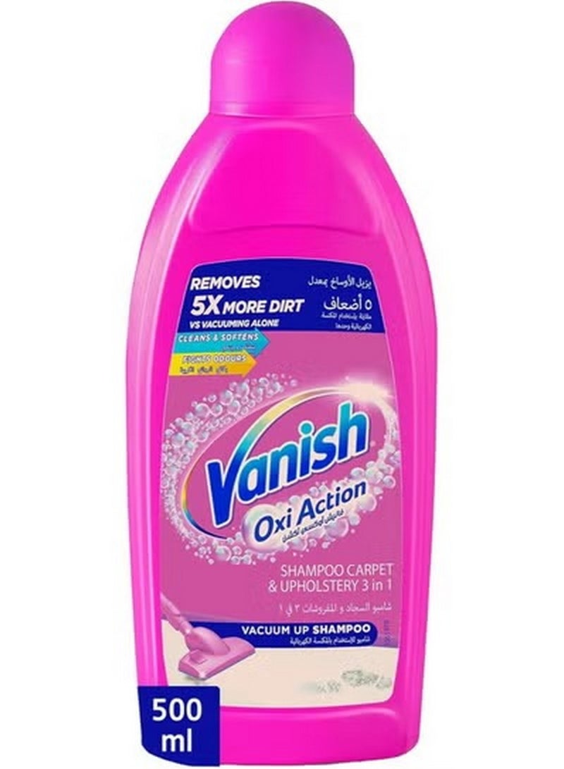 Vanish Oxi Action 3 In 1 Carpet And Upholstery Stain Remover Vacuum Up Shampoo 500 ML 500ml - Image 1