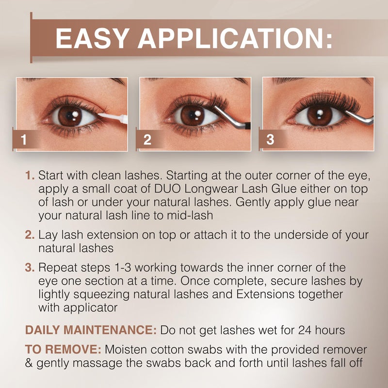 Ardell Pre-Mapped Eyelash Extensions Kit - False Lashes Doll Eye, Reusable Segmented Lash Strips, Long-Lasting with Glue and Remover, 4 Pack - Image 2
