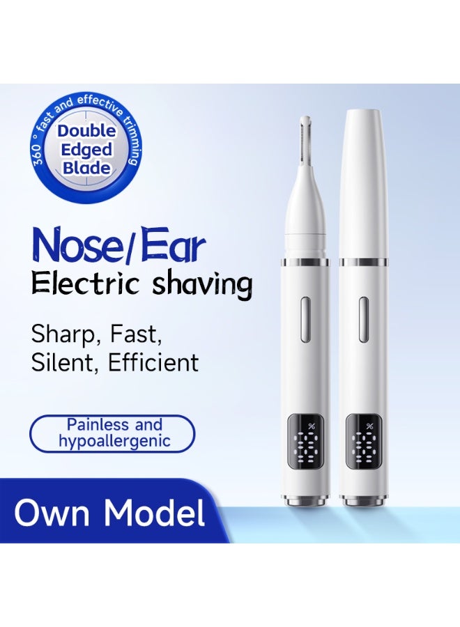 OASIAURA Multifunctional Electric Nose Hair Trimmer, Type-C Fast Charging, Portable Ear Hair Cutter with Double Cutting Blades, White - Image 1