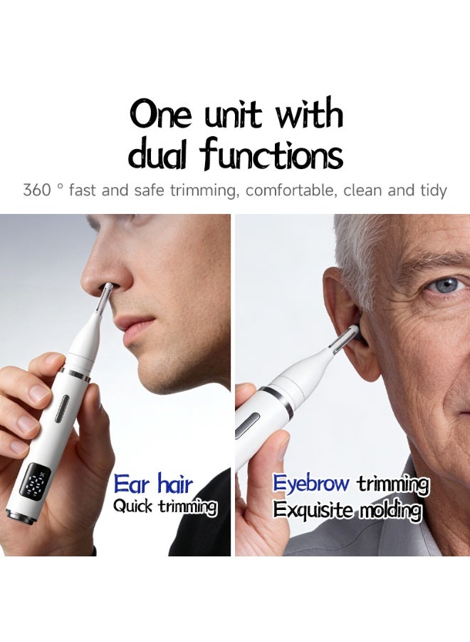 OASIAURA Multifunctional Electric Nose Hair Trimmer, Type-C Fast Charging, Portable Ear Hair Cutter with Double Cutting Blades, White - Image 3