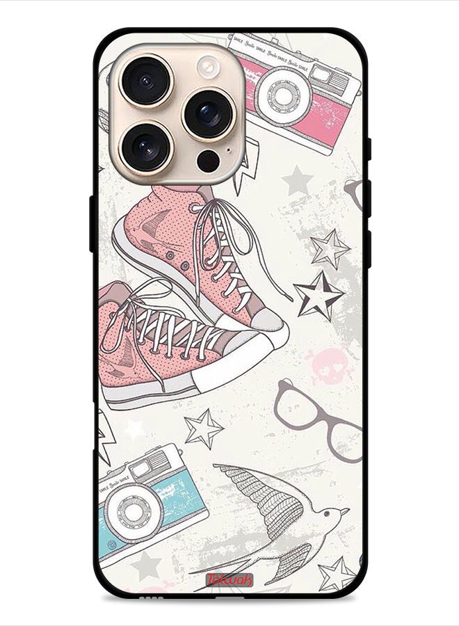 Tolwak Apple iPhone 16 Pro Protective Case Cover Canva Shoes And Camera Art - Image 1