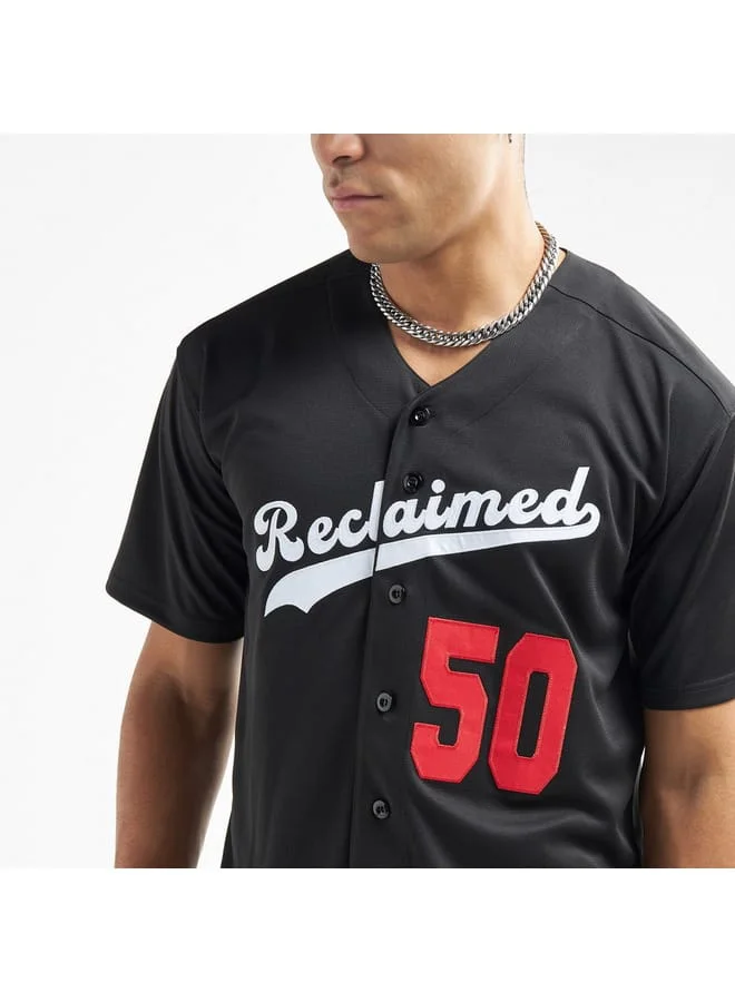 Splash FAV Typography Print Baseball Shirt