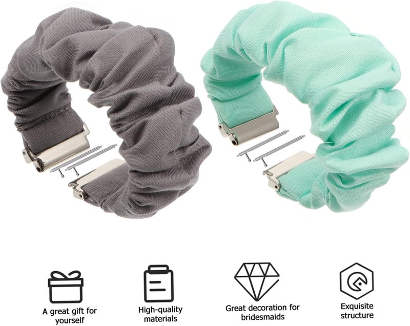 POPETPOP 2pcs Elastic Fabric Scrunchie Watchband for Chic Hair Ring Strap Comfortable and Stylish Wristbands for Women - Image 3