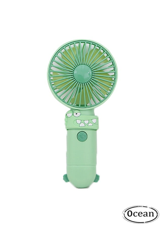 جي أس مروحة يدوية صغيرة، مروحة شخصية محمولة، مروحة يدوية قابلة لإعادة الشحن، مروحة كهربائية صغيرة ظريفة للفتيات/الأطفال/سفر الطلاب في الهواء الطلق، للمكتب، أخضر - Image 1