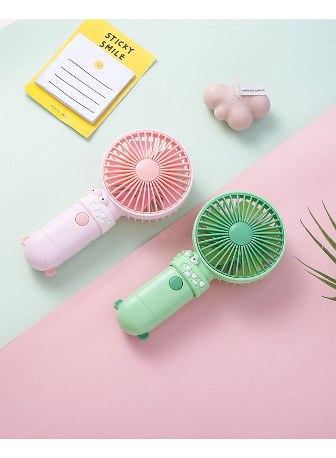 جي أس مروحة يدوية صغيرة، مروحة شخصية محمولة، مروحة يدوية قابلة لإعادة الشحن، مروحة كهربائية صغيرة ظريفة للفتيات/الأطفال/سفر الطلاب في الهواء الطلق، للمكتب، أخضر - Image 4