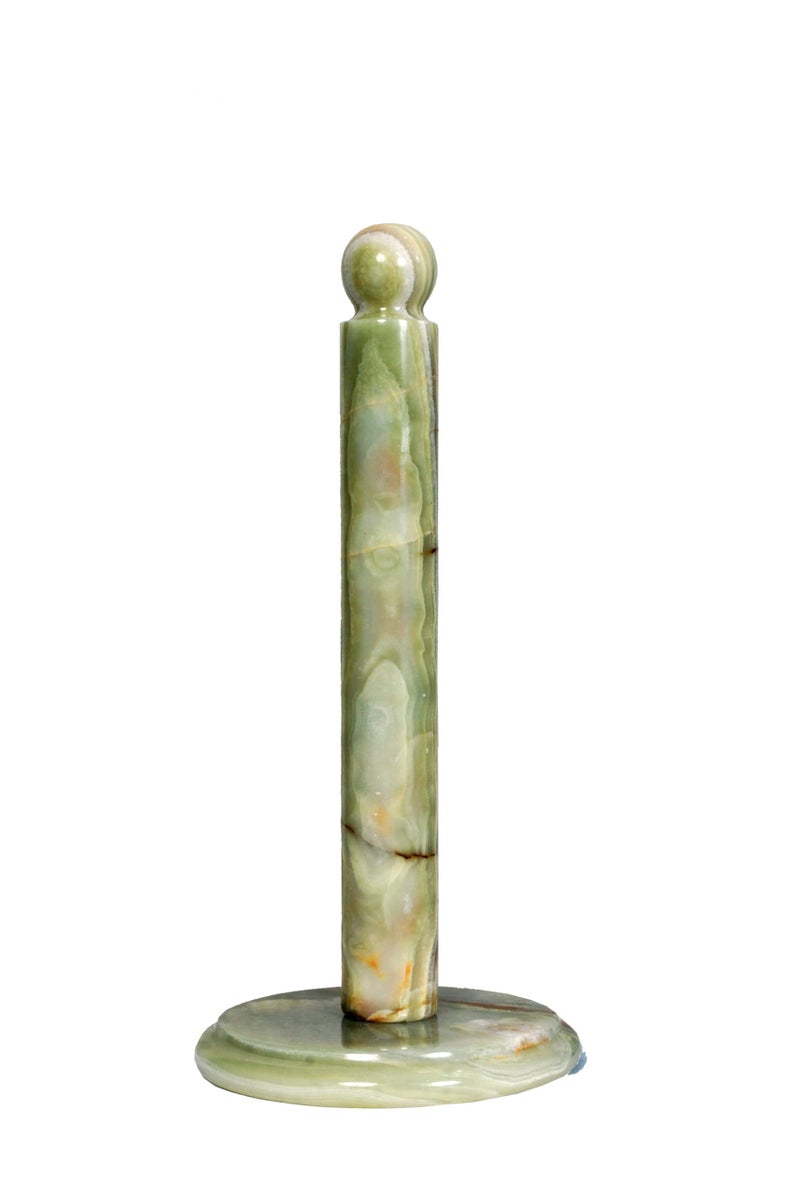 TheWolfard Handmade Paper Towel Holder Stand for Kitchen Countertop  Housewarming Gifts Natural Multi Green Calcite Stone All Units are Unique and Different Then Other