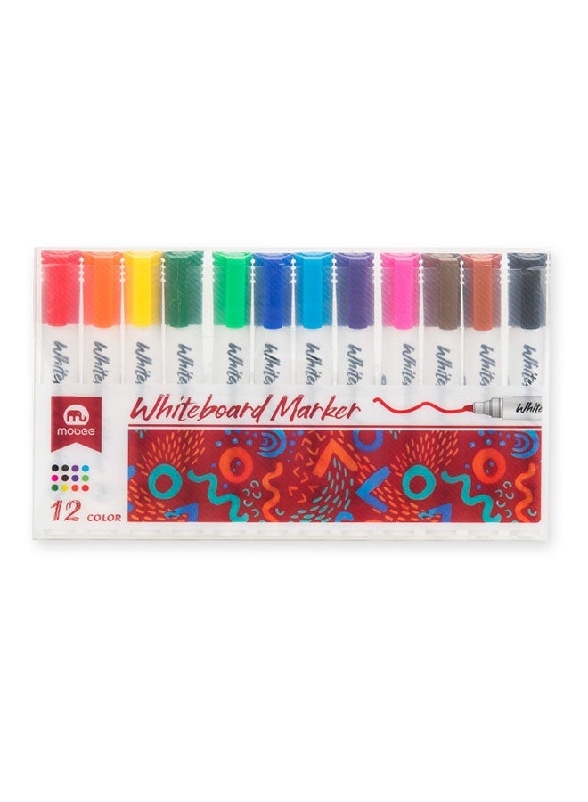 Mobee 12 PCS Whiteboard Erasable Marker Set, for Kids, Teachers, Office, School Supplies - Image 1