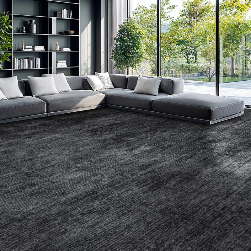 LIANLAM Washable Rug 8x10 Area Rugs for Living Room - Stain Resistant Non-Slip Backing Boho Rug for Bedroom,Durable & Ultra-Thin Vintage Large Area Rug(8x10,Black) - Image 4