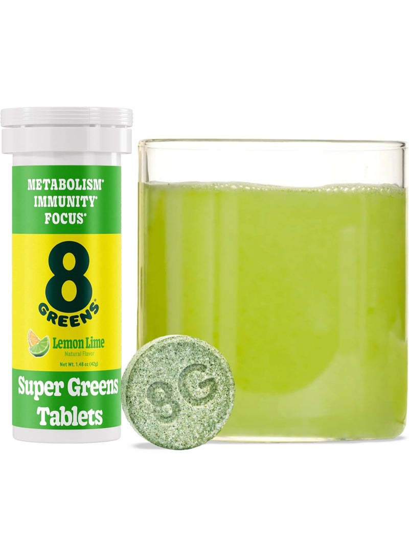8Greens Supergreens Tablets | Super Greens Powder Superfood Tablet, Metabolism Immunity & Focus, Daily Greens Effervescent Tablets, Organic: Aloe Vera, Spirulina, Chlorella, Lemon Lime, 10 Servings - Image 1