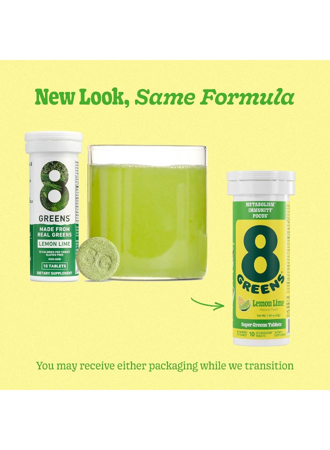 8Greens Supergreens Tablets | Super Greens Powder Superfood Tablet, Metabolism Immunity & Focus, Daily Greens Effervescent Tablets, Organic: Aloe Vera, Spirulina, Chlorella, Lemon Lime, 10 Servings - Image 2