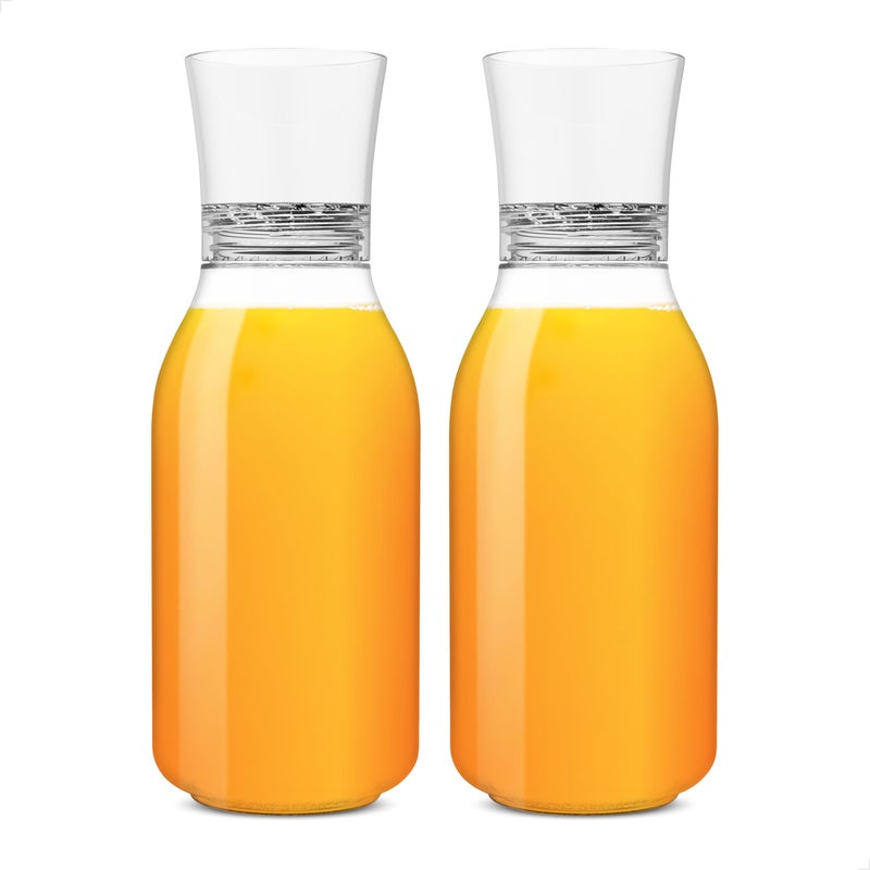 TOSSWARE POP 32oz Carafe Set of 2 Premium Quality Recyclable Unbreakable  Crystal Clear Plastic Drink Pitcher