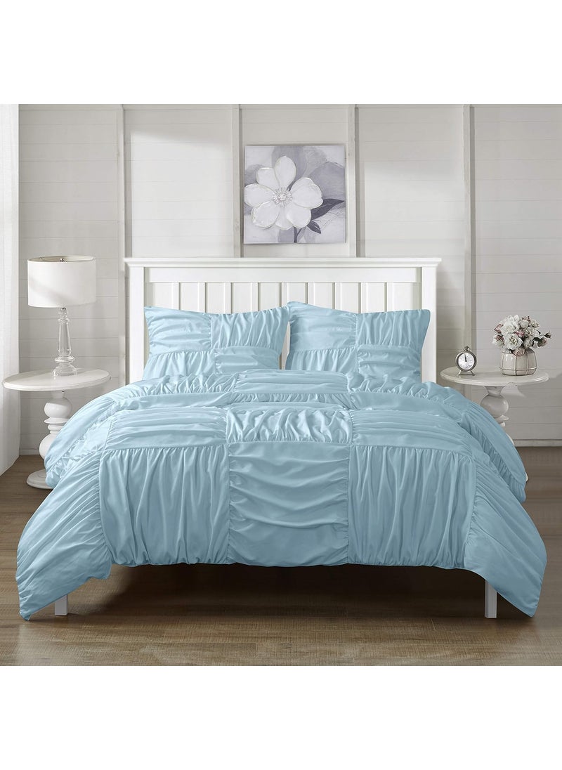 Casa Casa Basketweave Duvet Cover Set Full Light Blue  - Image 1