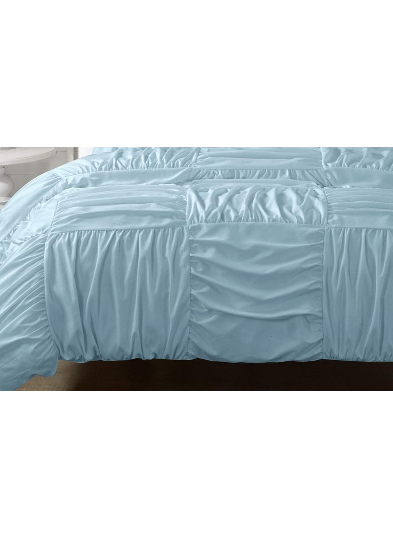 Casa Casa Basketweave Duvet Cover Set Full Light Blue  - Image 4