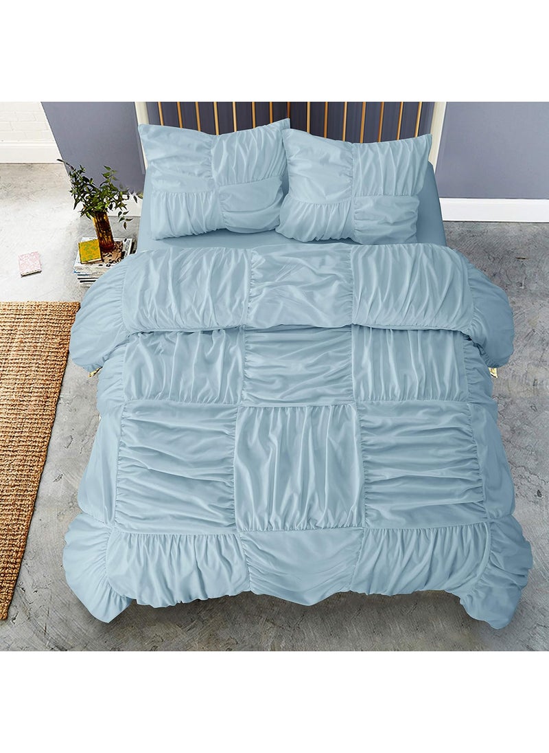 Casa Casa Basketweave Duvet Cover Set Full Light Blue  - Image 2