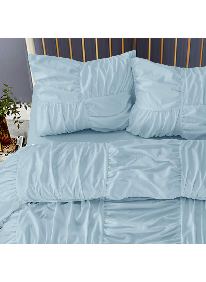 Casa Casa Basketweave Duvet Cover Set Full Light Blue  - Image 3