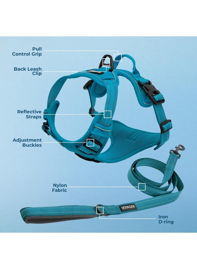 VOYAGER Voyager Dog Harness Dual Leash Attachment No-Pull Control Adjustable Soft but Strong Pet Harness for Medium and Large Dogs with 3M Reflective Technology - Harness Leash Set (Turquoise), XL  - Image 3