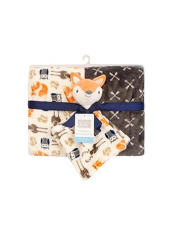 hudson baby Blanket 2 Piece And Security Blanket Boy Gray Fox  - Image 2