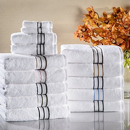 Superior Turkish Cotton Ultra-Plush 6-Piece Towel Set, Ideal for Master Bath, Guest Bathroom, Fast Drying, Shower, Spa, Face/Washcloths, Hand, Bath Towels, Absorbent, Home Basics, Black - Image 5