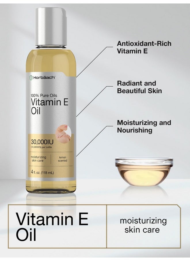 Horbäach - Horbäach Vitamin E Oil For Skin 30,000 IU | 4 fl oz | 100% Pure Oils | Moisturizing Skin Care | Non-GMO, Vegetarian | Lemon Scented - Image 1