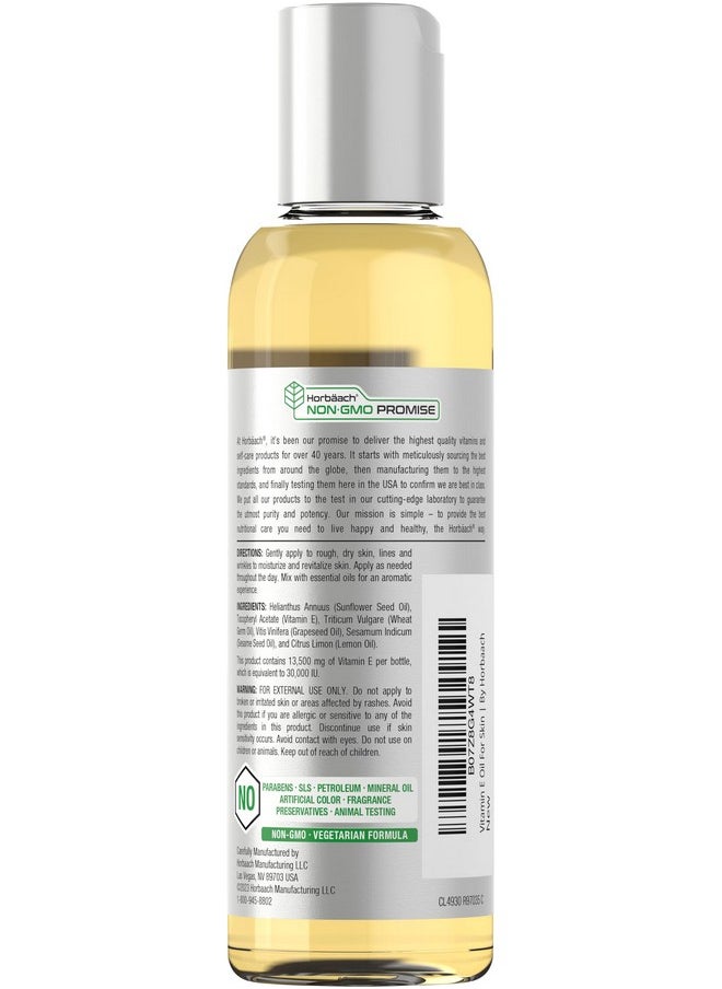 Horbäach - Horbäach Vitamin E Oil For Skin 30,000 IU | 4 fl oz | 100% Pure Oils | Moisturizing Skin Care | Non-GMO, Vegetarian | Lemon Scented - Image 1
