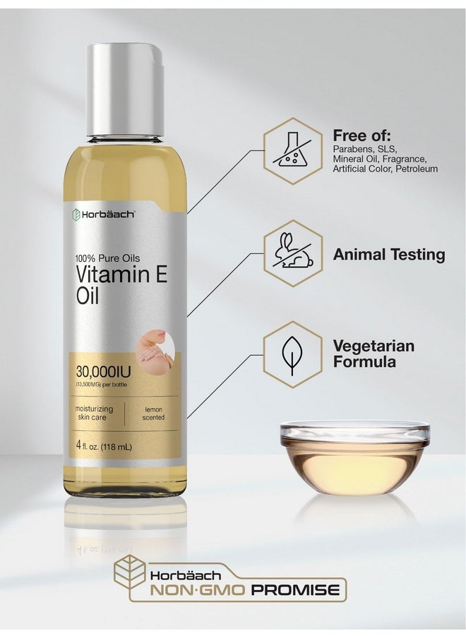 Horbäach - Horbäach Vitamin E Oil For Skin 30,000 IU | 4 fl oz | 100% Pure Oils | Moisturizing Skin Care | Non-GMO, Vegetarian | Lemon Scented - Image 1