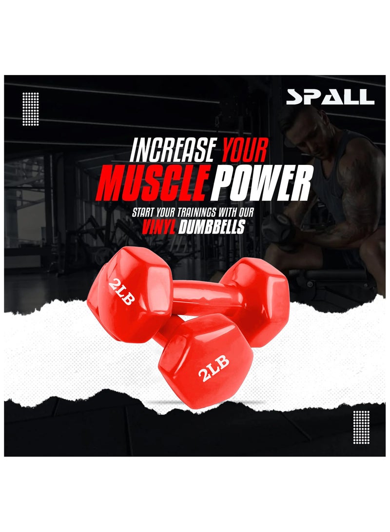 Spall Vinyl Dumbbells Weights For Unisex 2LB Each Ideal For Home Workout Yoga Pilates Gym Exercise Non Slip Easy To Hold Scratch Resistant For Home Exercise - Image 4