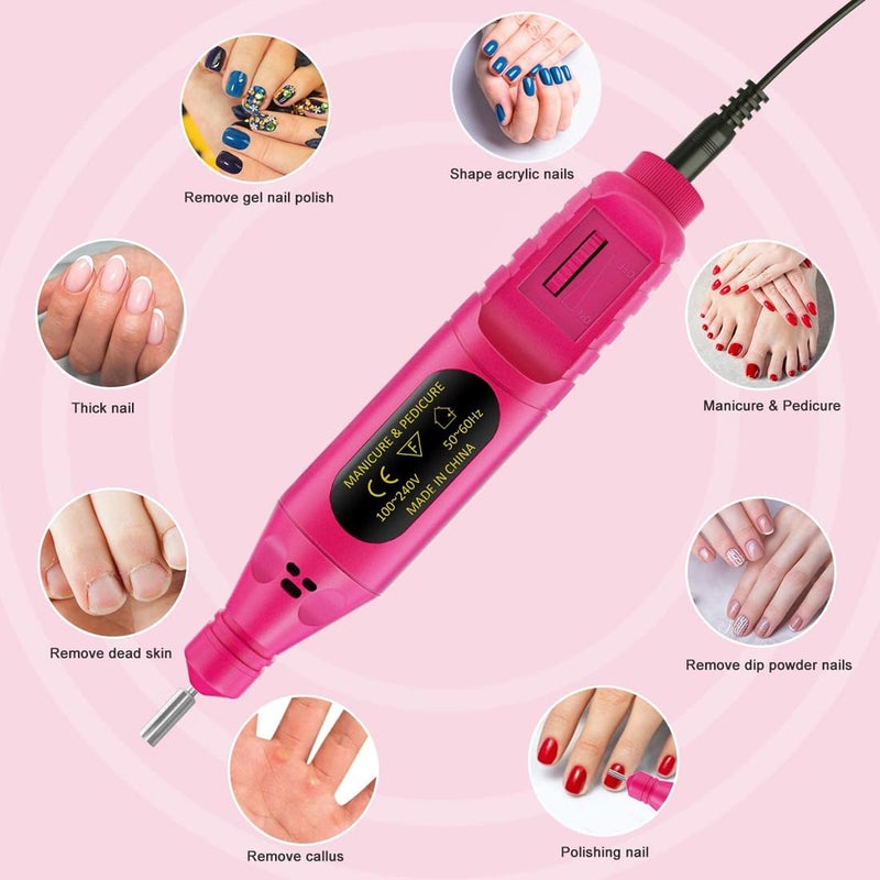Uptodateproducts 240V Mini Electric Nail Drill Art Manicure File Portable Manicure Pen Sander Polisher for Exfoliating Grinding Polishing Remove Nail Polish - Image 5