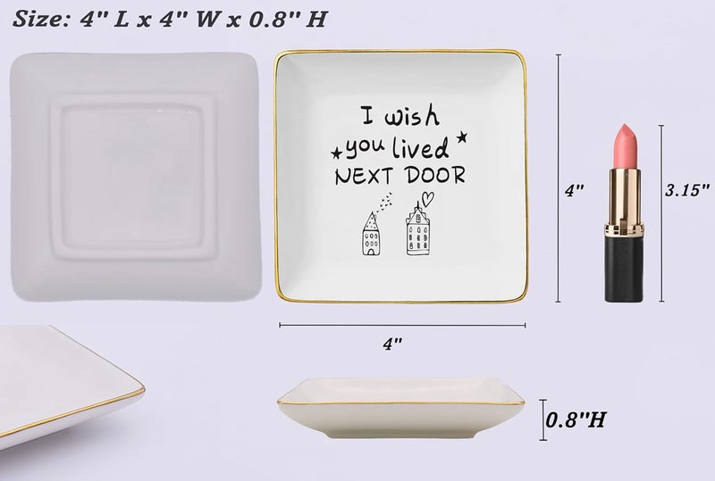 NZY I Wish You Lived Next Door - Friends & New Home Gifts - Jewelry Tray Trinket Holder Ring Dish - Image 5