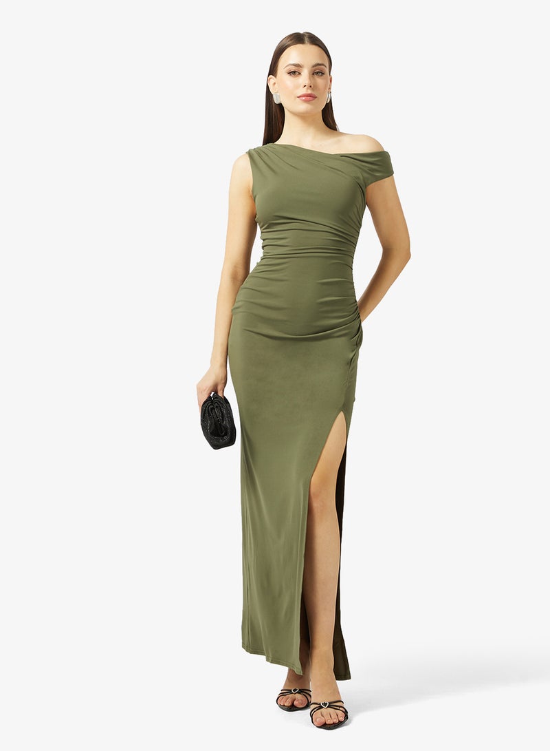 تي اف ان سي فستان ميدي بكتف واحد وشق فخذ - Image 4