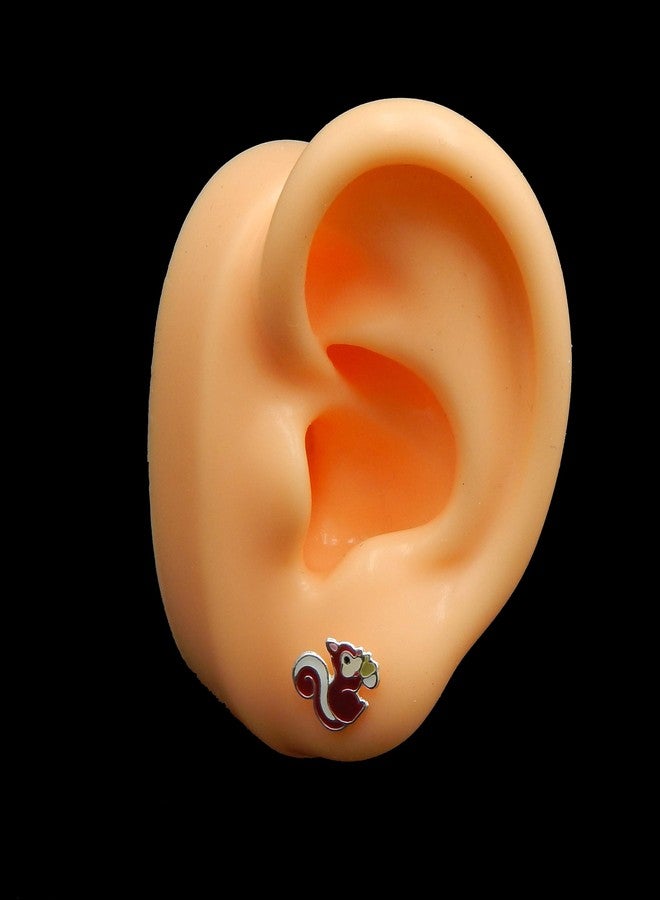 آيسروز طقم من 3 أزواج من الأقراط الفضية عيار 925 بتصميم مستوحى من فصل الخريف/عيد الشكر، على شكل سنجاب مع ثمرة بلوط، وقرع برتقالي، وديك رومي. - Image 5