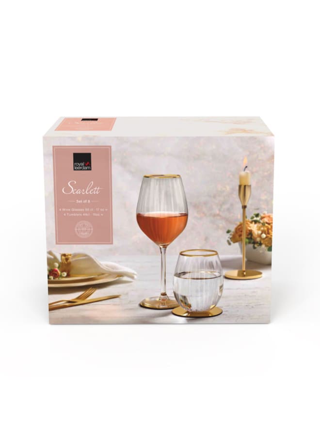 royal leerdam Scarlett Set 8Piece ( 4 Glass + 4 Tumblers ) - Image 2