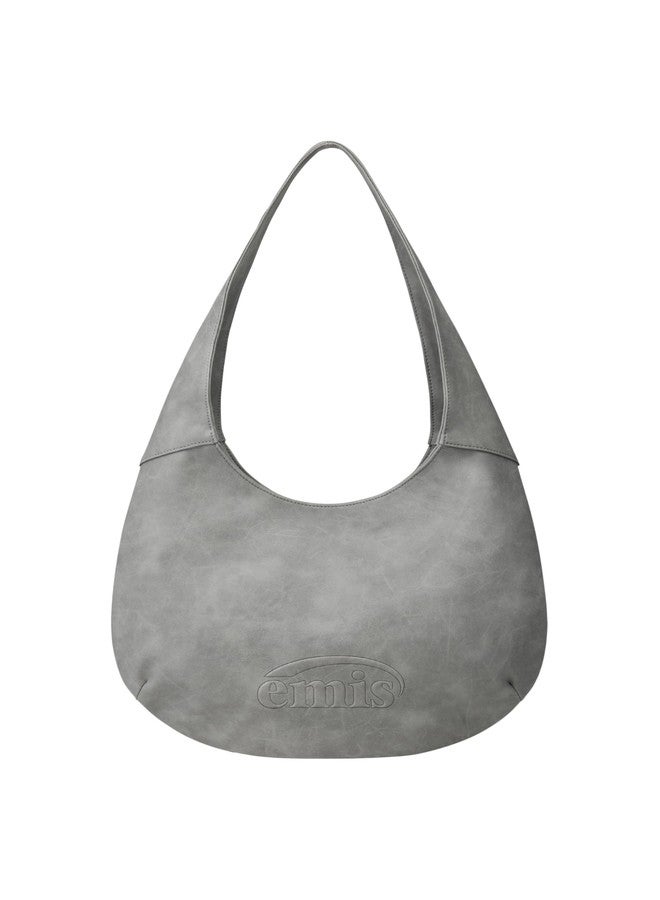 EMIS Logo Embossed Shoulder Bag Unisex Casual Streetwear Bag Gray - Image 1