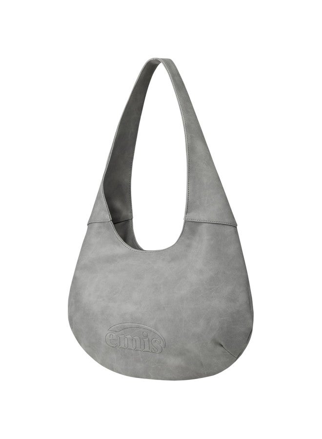 EMIS Logo Embossed Shoulder Bag Unisex Casual Streetwear Bag Gray - Image 4