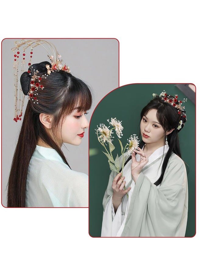 MBAIYO Red Flower Hair Comb, Gold Rose Crystal Bridal Hair Side Comb Vintage Floral Rhinestone Rose Side Comb Crystal Emerald Headpiece Wedding Sparkly Hair Accessory for Women - Image 5
