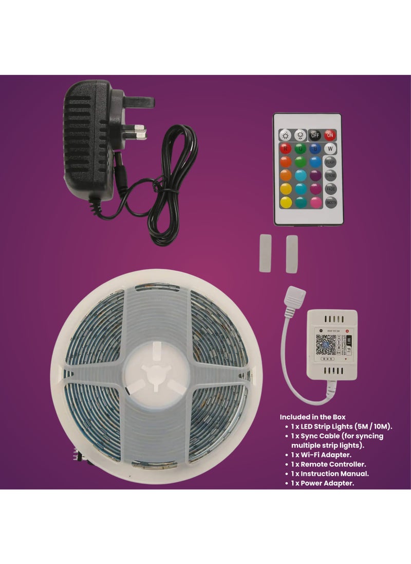 Levin Germany شريط إضاءة LED ذكي RGB من  - 16 مليون لون، مزامنة الموسيقى، تطبيق وتحكم عن بعد، RGBW، قابل للتعتيم، يعمل مع Alexa وGoogle Assistant، ضمان لمدة عامين  - Image 4